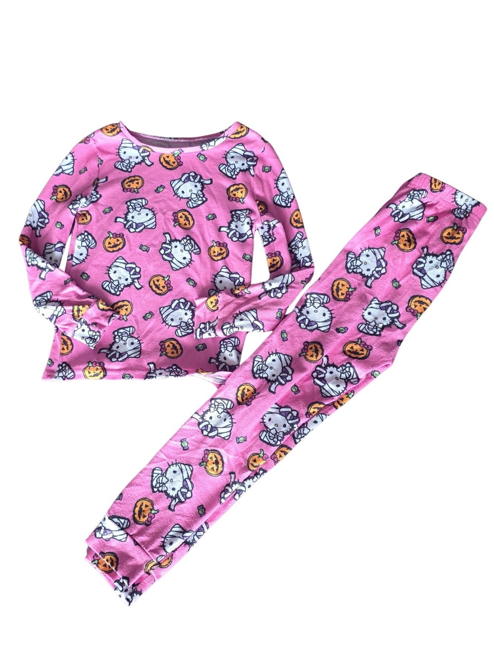 Hello Kitty Pink Halloween Cat Print Pajama Set for Kids